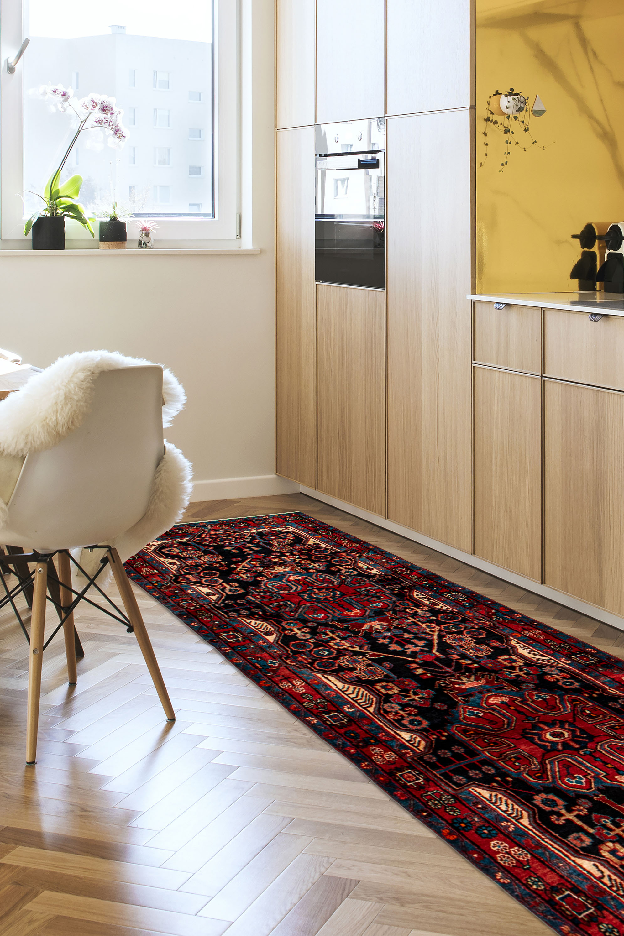 Tapis nahavand 3'7" x 15'3" en laine
