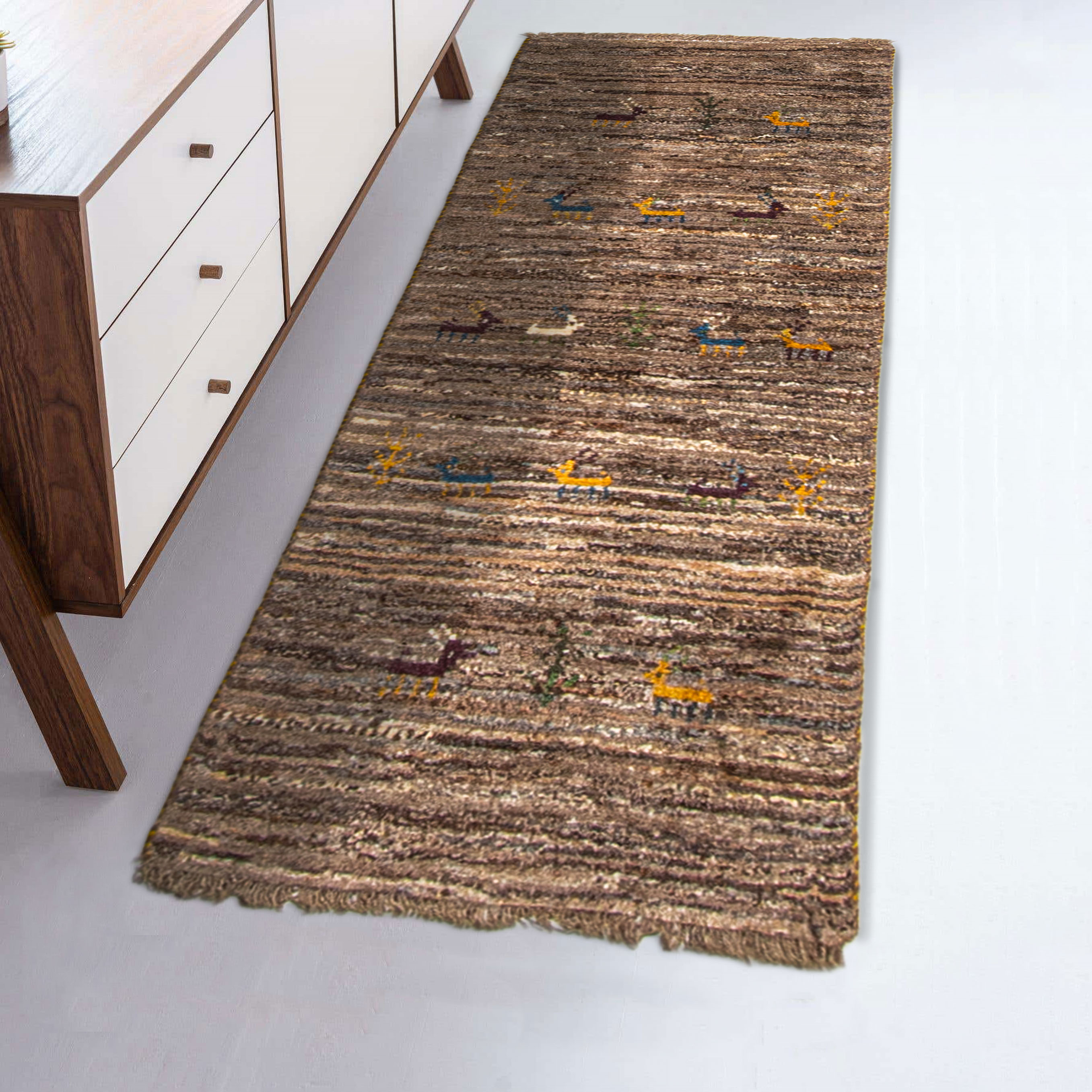 Persian Kashkuli Gabbeh 1'7" x 4'6" Hand-knotted Wool Runner Rug 
