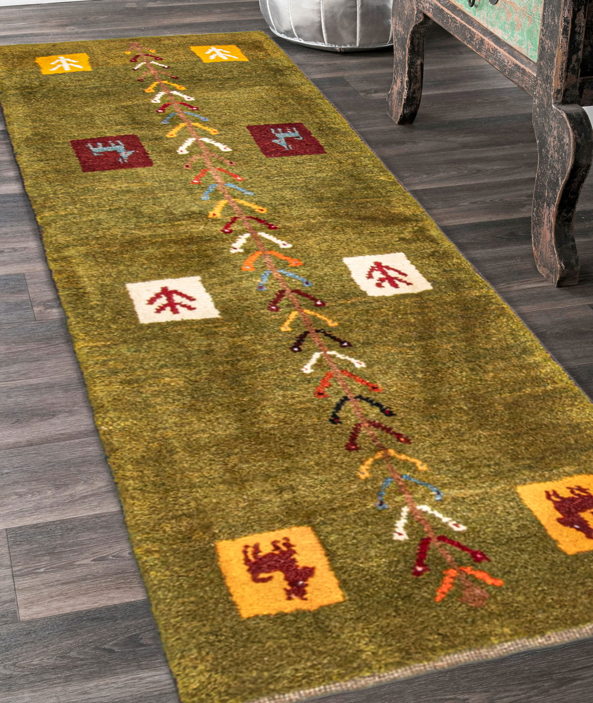 Persian Kashkuli Gabbeh 1'8" x 4'9" Hand-knotted Wool Runner Rug 