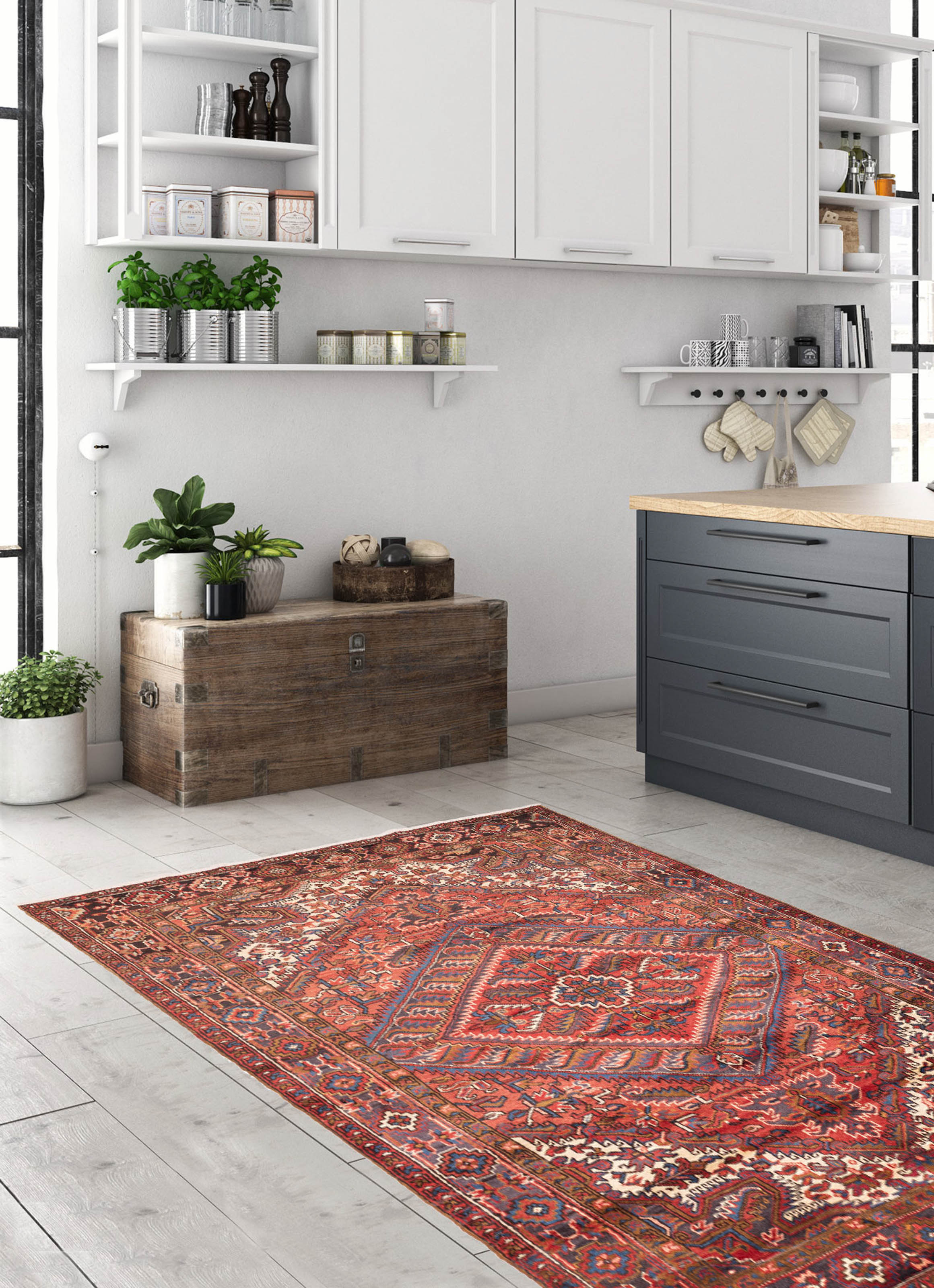 Tapis heriz persan 7'2" x 10'1" en laine