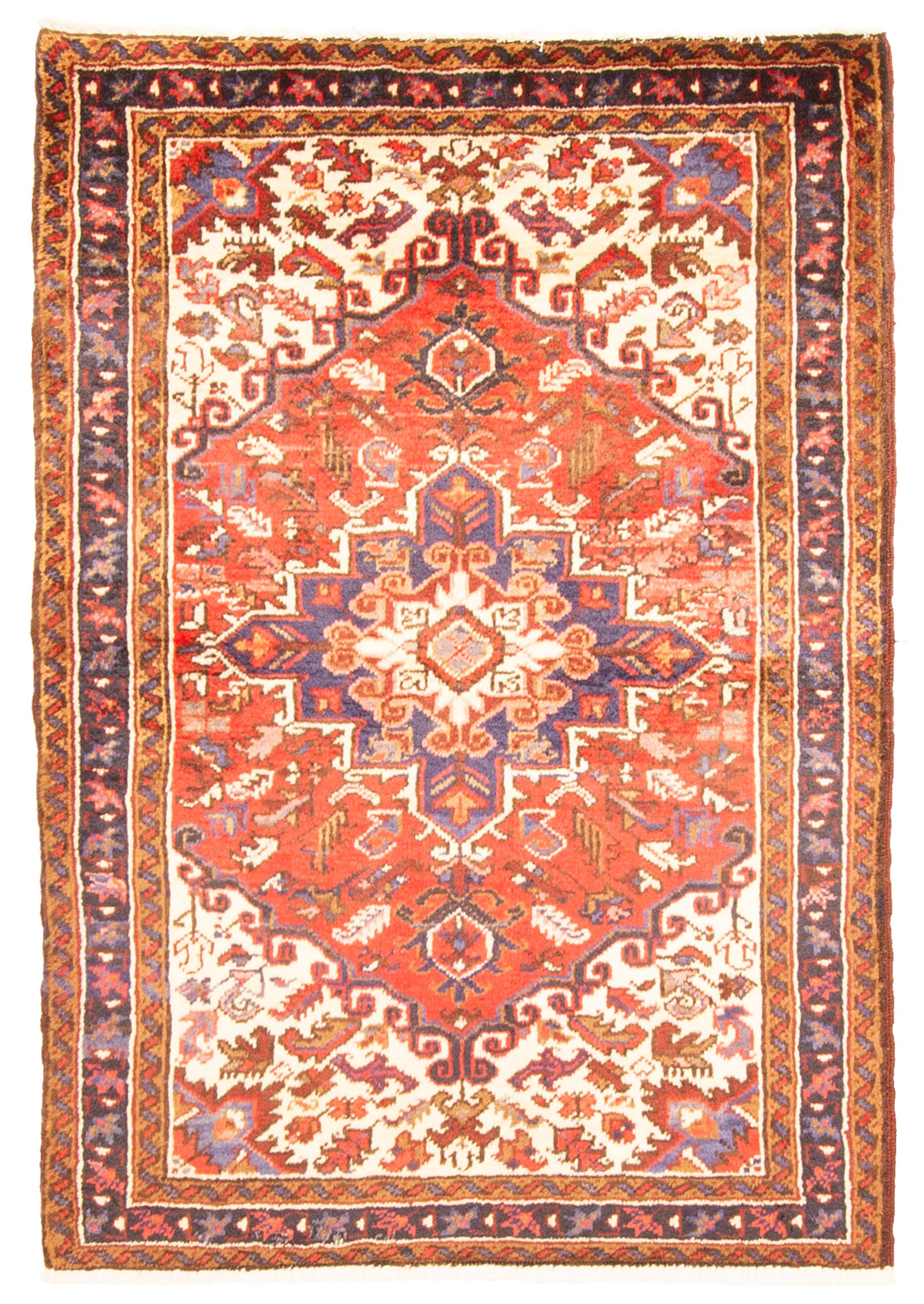 Tapis heriz persan 3'5" x 4'10" en laine