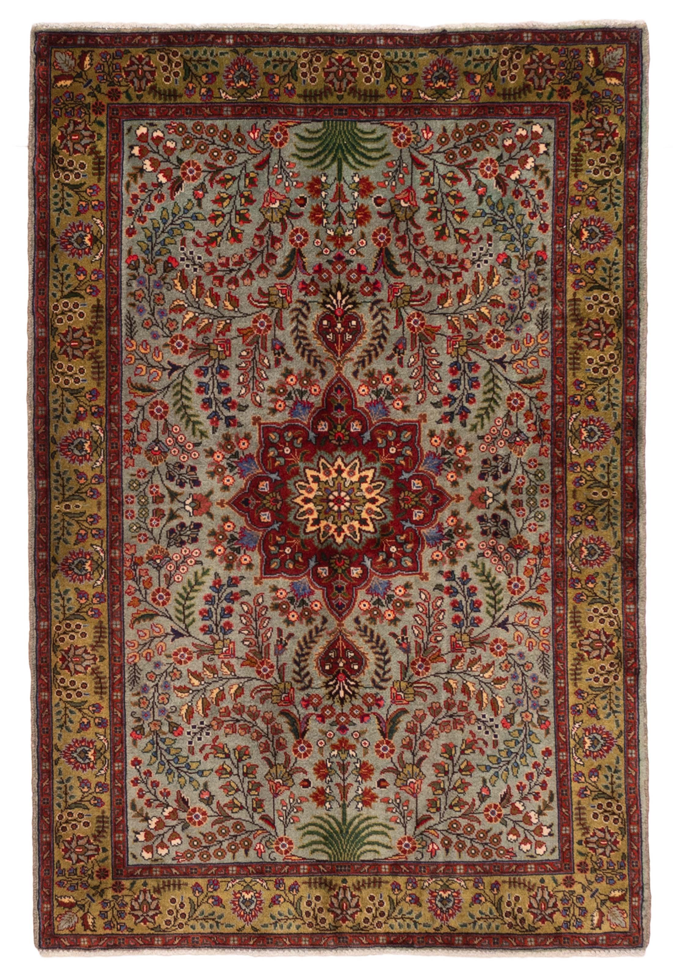 Tapis tabriz persan 3'3" x 4'9" en laine