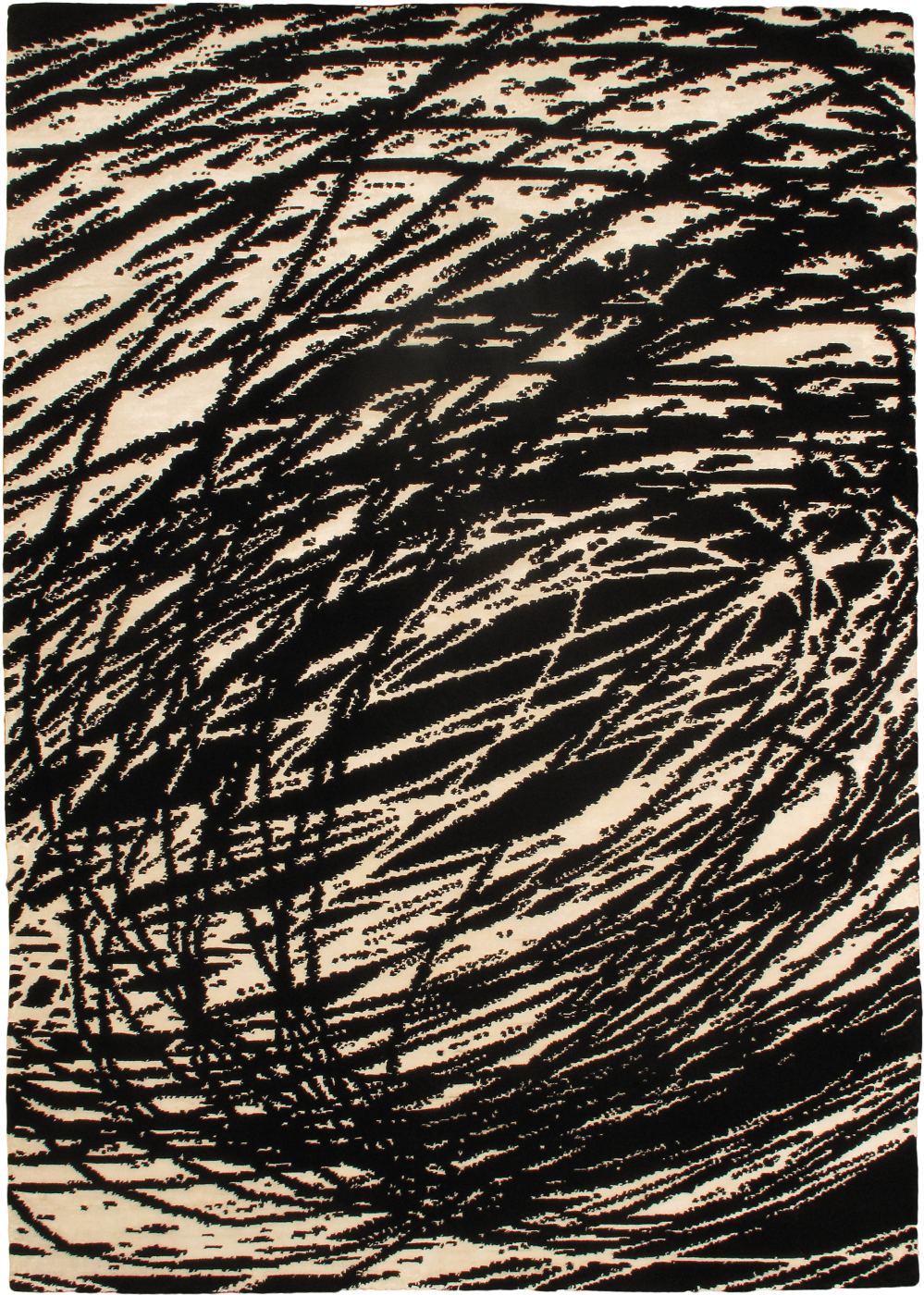 Nepal Opulence 5'9" x 8'2" Hand-knotted Viscose, Wool Black Rug - Closeout