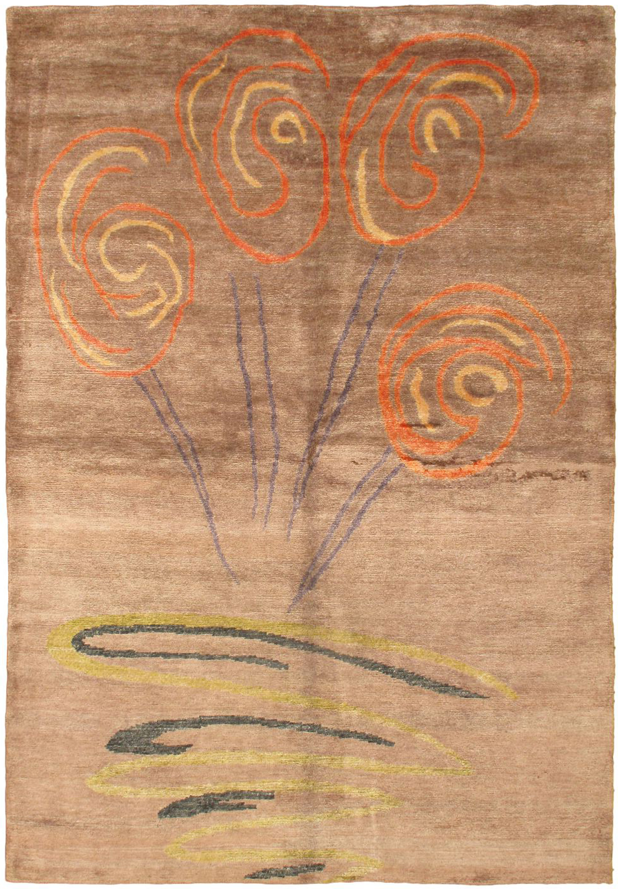 Nepal Opulence 5'6" x 8'0" Hand-knotted Silk Brown Rug - Closeout