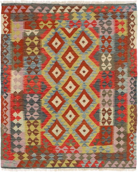 Turkish Kashkoli FW 4'10" x 6'0" Flat-Weave Wool Kilim 