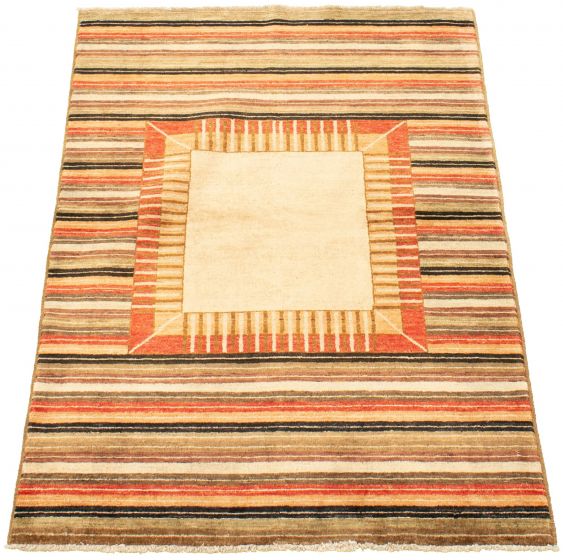 Pakistani Peshawar Ziegler 4'1" x 5'10" Hand-knotted Wool Rug 