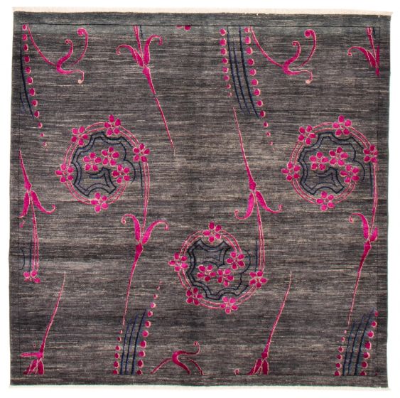 Pakistani Lahore Finest Collection 6'0" x 6'0" Hand-knotted Silk, Wool Rug 