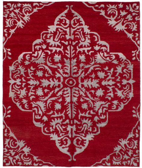Indian La Seda 7'10" x 9'8" Hand-knotted Silk, Wool Rug 