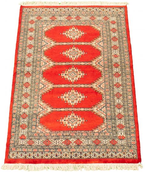 Pakistani Finest Peshawar Bokhara 3'1" x 4'10" Hand-knotted Wool Rug 