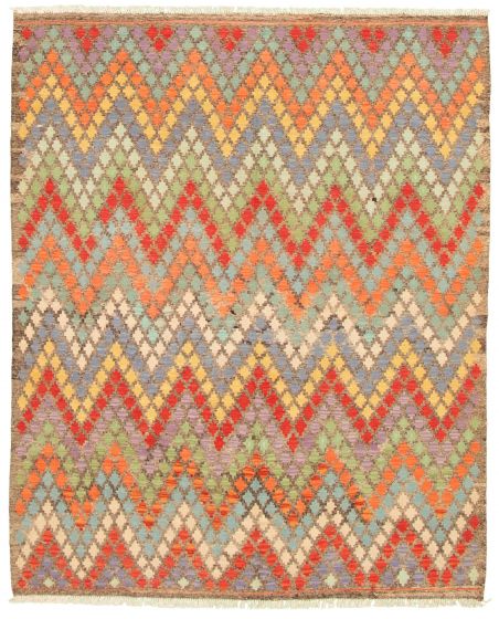 Kilim vif et coloré 6'4" x 7'10" en laine