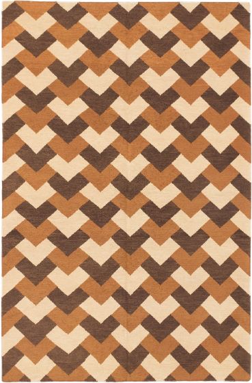 Pakistani Lahor Finest 5'5" x 8'3" Flat-Weave Wool Tapestry Kilim 