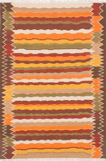 Turkish Ankara FW 6'3" x 9'3" Flat-Weave Wool Kilim 