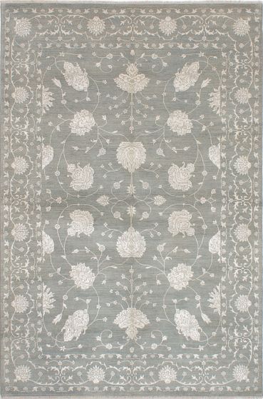Indian Silk Shadow 6'0" x 9'0" Hand-knotted Wool & Silk Rug 