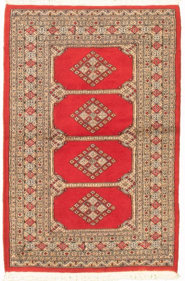 Pakistani Finest Peshawar Bokhara 3'1" x 4'11" Hand-knotted Wool Rug 