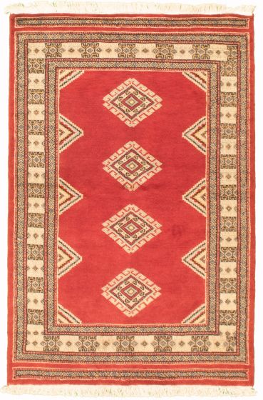Pakistani Finest Peshawar Bokhara 3'1" x 4'11" Hand-knotted Wool Rug 