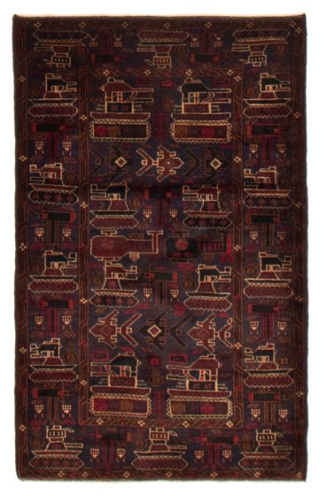 Afghan Rare War 3'0" x 4'6" Hand-knotted Wool Rug 