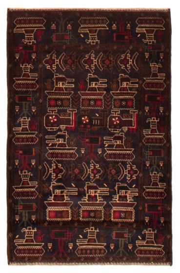 Afghan Rare War 3'0" x 4'8" Hand-knotted Wool Rug 