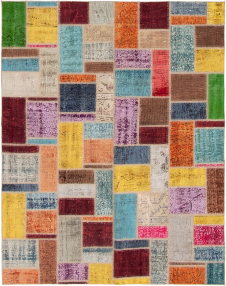 Turkish Color Transition Patchwork 5'8" x 7'10" Hand-knotted Wool Rug 
