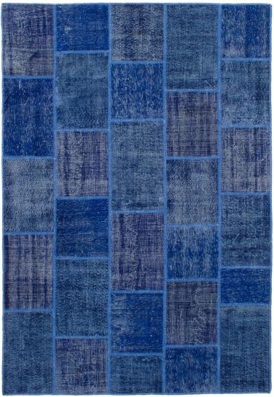 Turkish Color Transition Patchwork 6'7" x 9'10" Hand-knotted Wool Rug 
