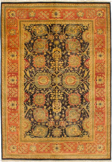 Indian Chobi Twisted 6'4" x 9'1" Hand-knotted Wool Rug 