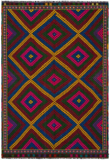 Turkish Yoruk 6'7" x 9'8" Flat-Weave Wool Tapestry Kilim 