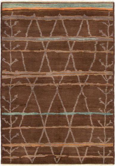 Indian Tangier 5'10" x 9'2" Hand-knotted Wool Rug 