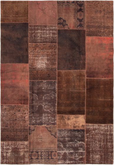 Turkish Color Transition Patchwork 6'11" x 10'0" Hand-knotted Wool Rug 
