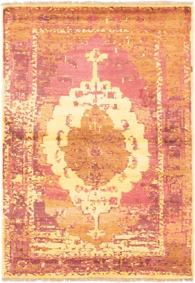 Indian Color transition 5'5" x 7'8" Hand-knotted Bamboo Silk Rug 