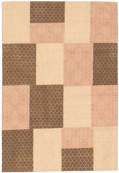 Indian Collage 4'8" x 6'6" Handmade Chenille Rug 