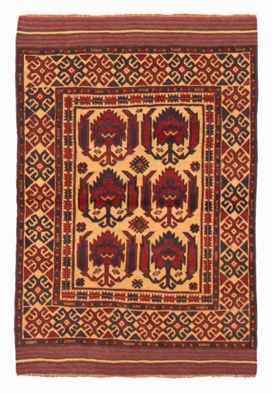 Afghan Tajik Caucasian 3'11" x 6'2" Hand-knotted Wool Rug 