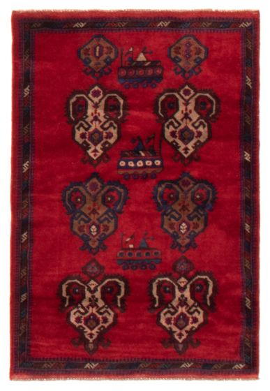 Afghan Rare War 3'0" x 4'4" Hand-knotted Wool Rug 