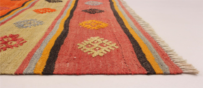 Turkish Boho 5'2" x 9'4" Flat-Weave Wool Kilim 