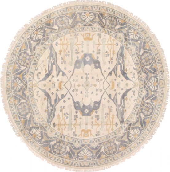 Indian Royal Oushak 9'10" x 9'10" Hand-knotted Wool Rug 