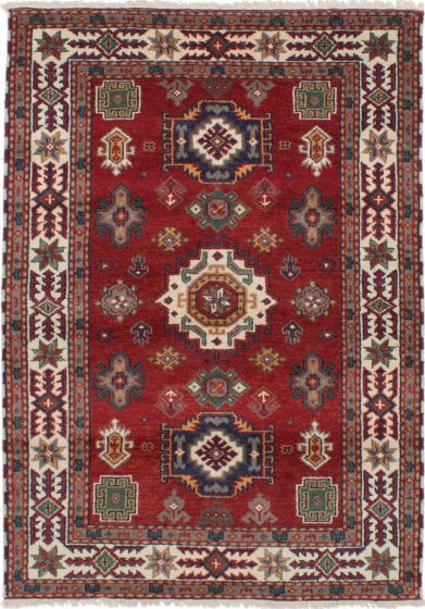 Indian Royal Kazak 4'9" x 6'9" Hand-knotted Wool Dark Red Rug