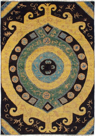Indian Shalimar 6'4" x 9'3" Hand-knotted Wool Rug 