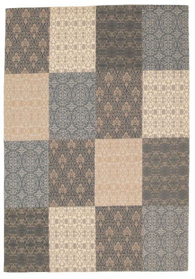 Indian Collage 6'6" x 9'8" Handmade Chenille Rug 