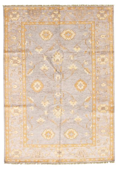 Indian Jules Oushak 6'11" x 9'11" Hand-knotted Silk Rug 