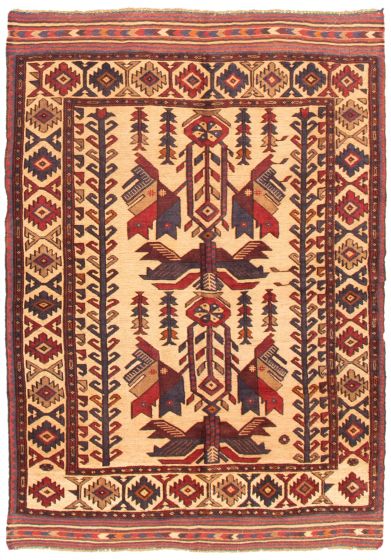 Afghan Tajik Caucasian 4'5" x 6'4" Hand-knotted Wool Rug 