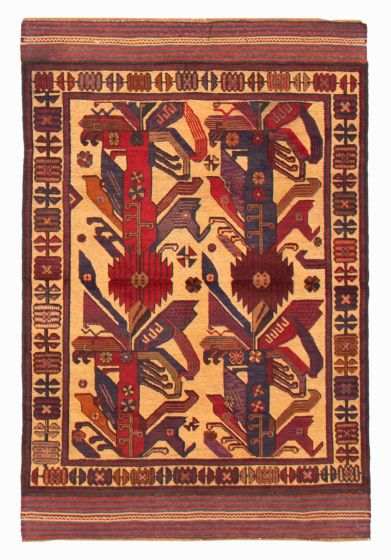 Afghan Tajik Caucasian 3'11" x 6'2" Hand-knotted Wool Rug 
