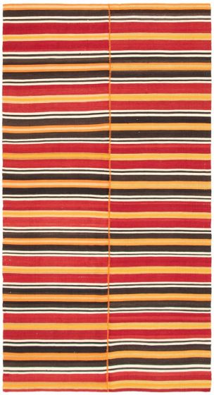 Turkish Boho 4'10" x 8'10" Flat-Weave Wool Kilim 
