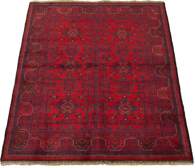 Afghan Finest Khal Mohammadi 5'1" x 6'4" Hand-knotted Wool Red Rug