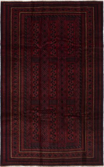 Afghan Finest Rizbaft 6'4" x 10'0" Hand-knotted Wool Dark Red Rug