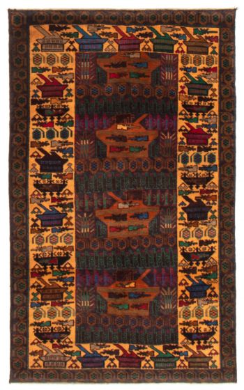 Afghan Rare War 3'11" x 6'7" Hand-knotted Wool Rug 