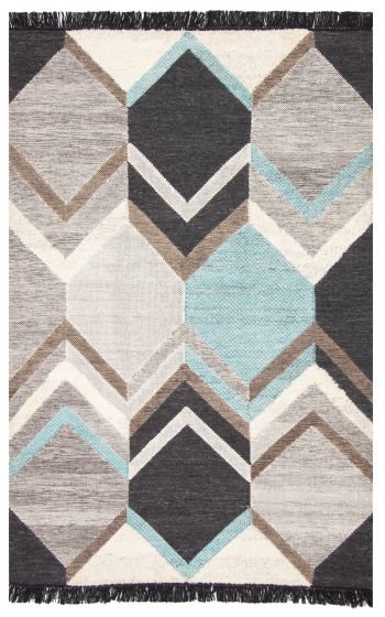 Indian Marrakech 5'3" x 8'0" Flat-Weave Wool Kilim 