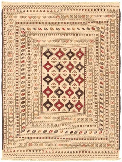 Turkish Shiravan SMK 4'3" x 5'8" Flat-Weave Wool Kilim 
