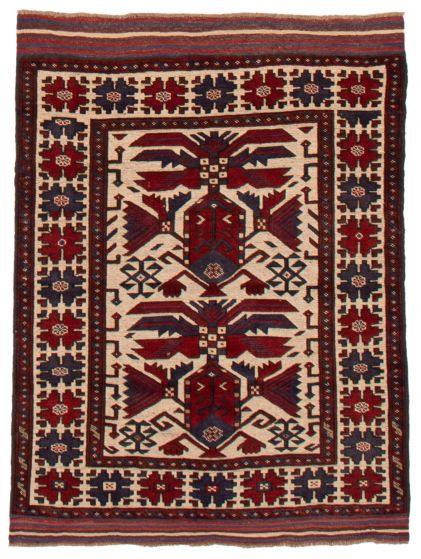 Afghan Tajik Caucasian 3'10" x 5'4" Hand-knotted Wool Rug 