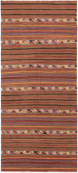 Turkish Boho 5'0" x 12'6" Flat-Weave Wool Kilim 
