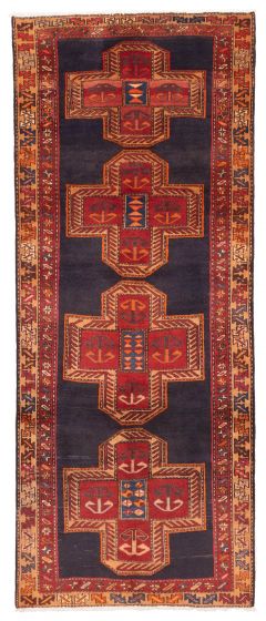 Persian Style 3'8" x 9'3" Hand-knotted Wool Runner Rug 