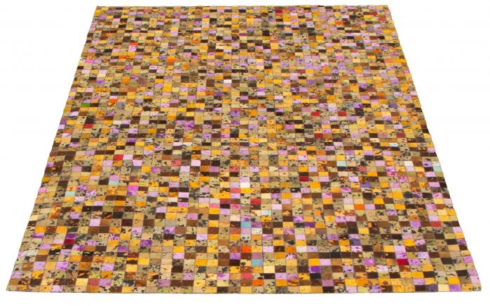 Argentina Cowhide Patchwork 5'2" x 8'3" Handmade Leather Rug 