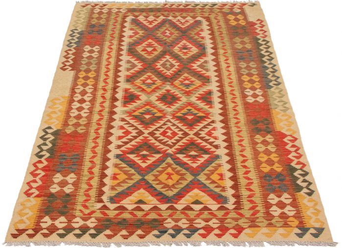 Turkish Kashkoli FW 5'2" x 8'8" Flat-Weave Wool Kilim 